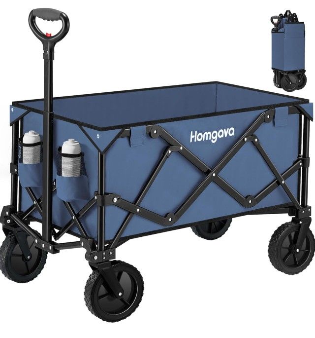 Collapsible Folding Wagon Cart 150L, Heavy Duty Garden Cart with All Terrain Wheels,Portable Large Capacity Utility Wagon Cart Brand New