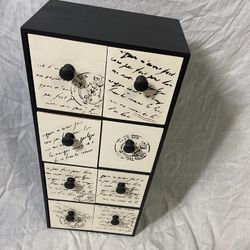 French cursive cabinet dresser black and white