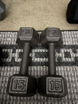 Cast Iron 15lb dumbbell set