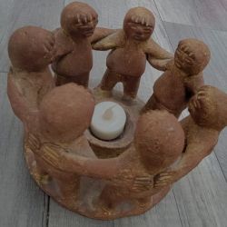 Circle of Friends Pottery Candle Holder Centerpiece