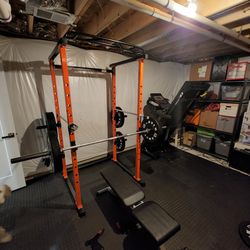 Weight Lifiting Cage With 260lbs Of Weights, Bench, Bar, Etc  