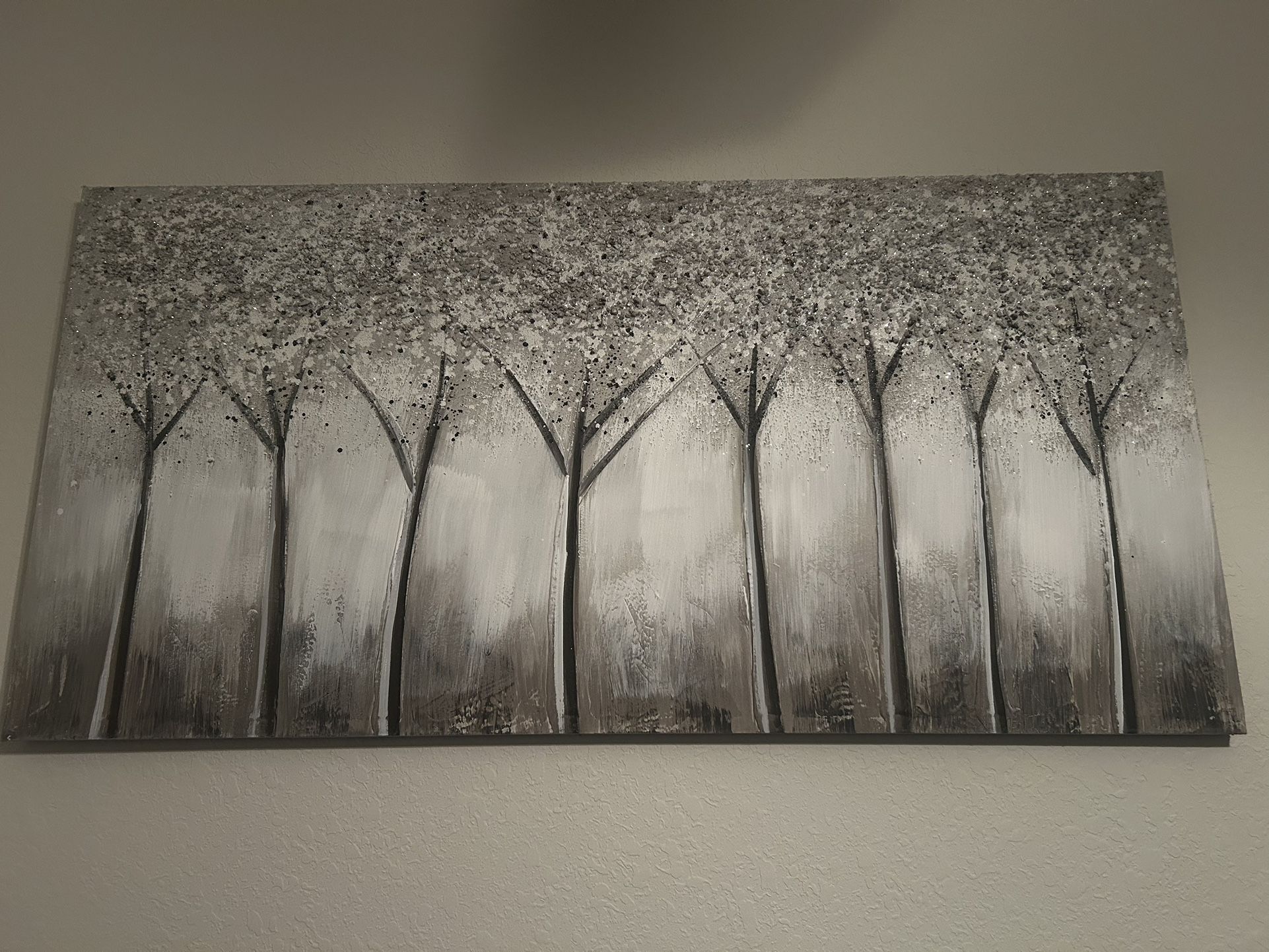 White & Grey Forest Painting