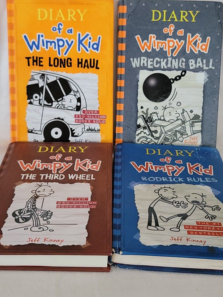 4 HARDCOVER DIARY OF A WIMPY KID CHAPTER BOOKS ALL IN GREAT CONDITION