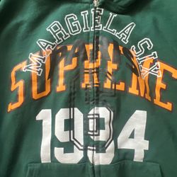 Supreme x MM6 Maison Margiela Zip Up Hoodie Dark Green Size M