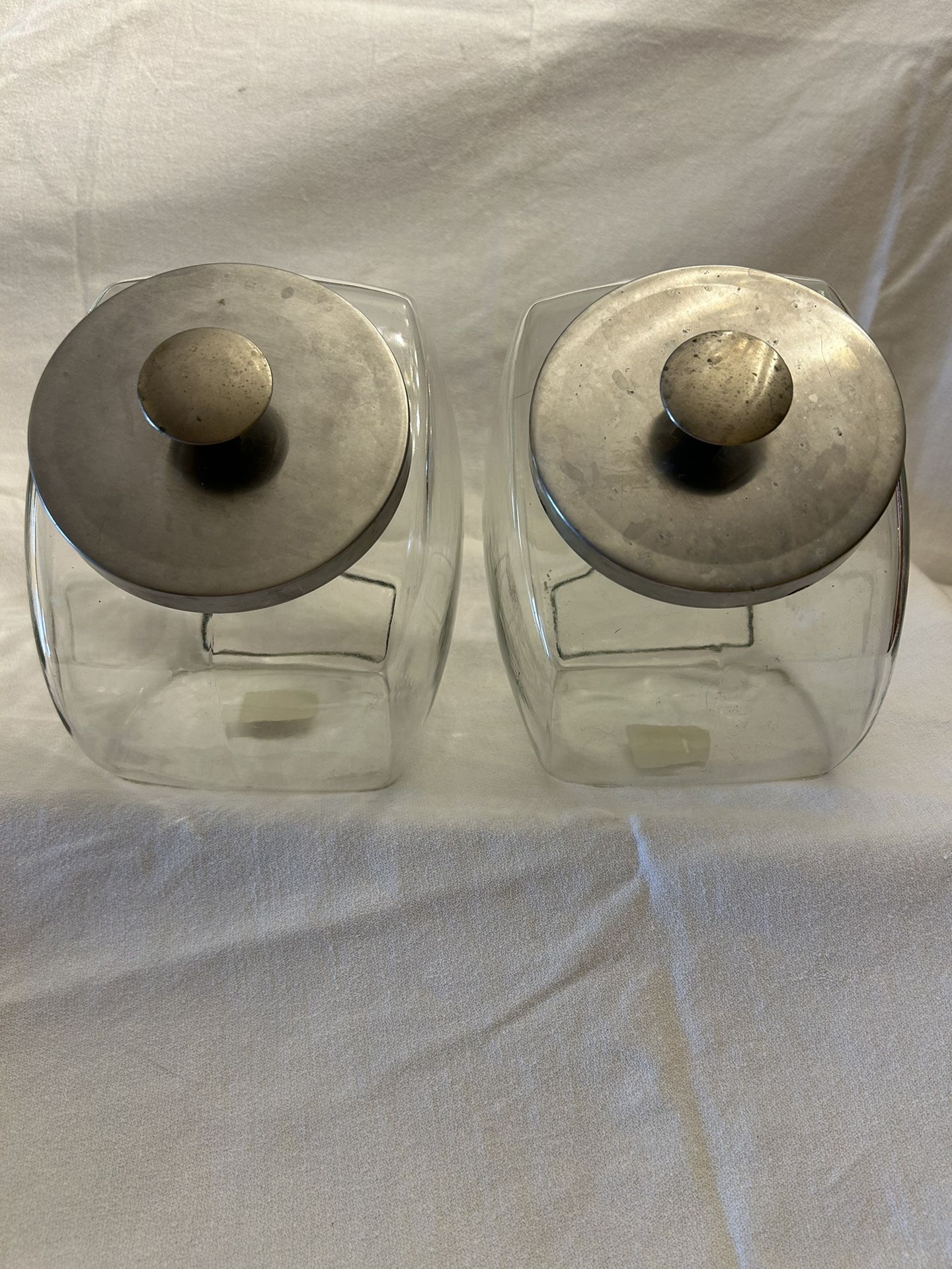 (2) Glass Canisters with Metal Lids