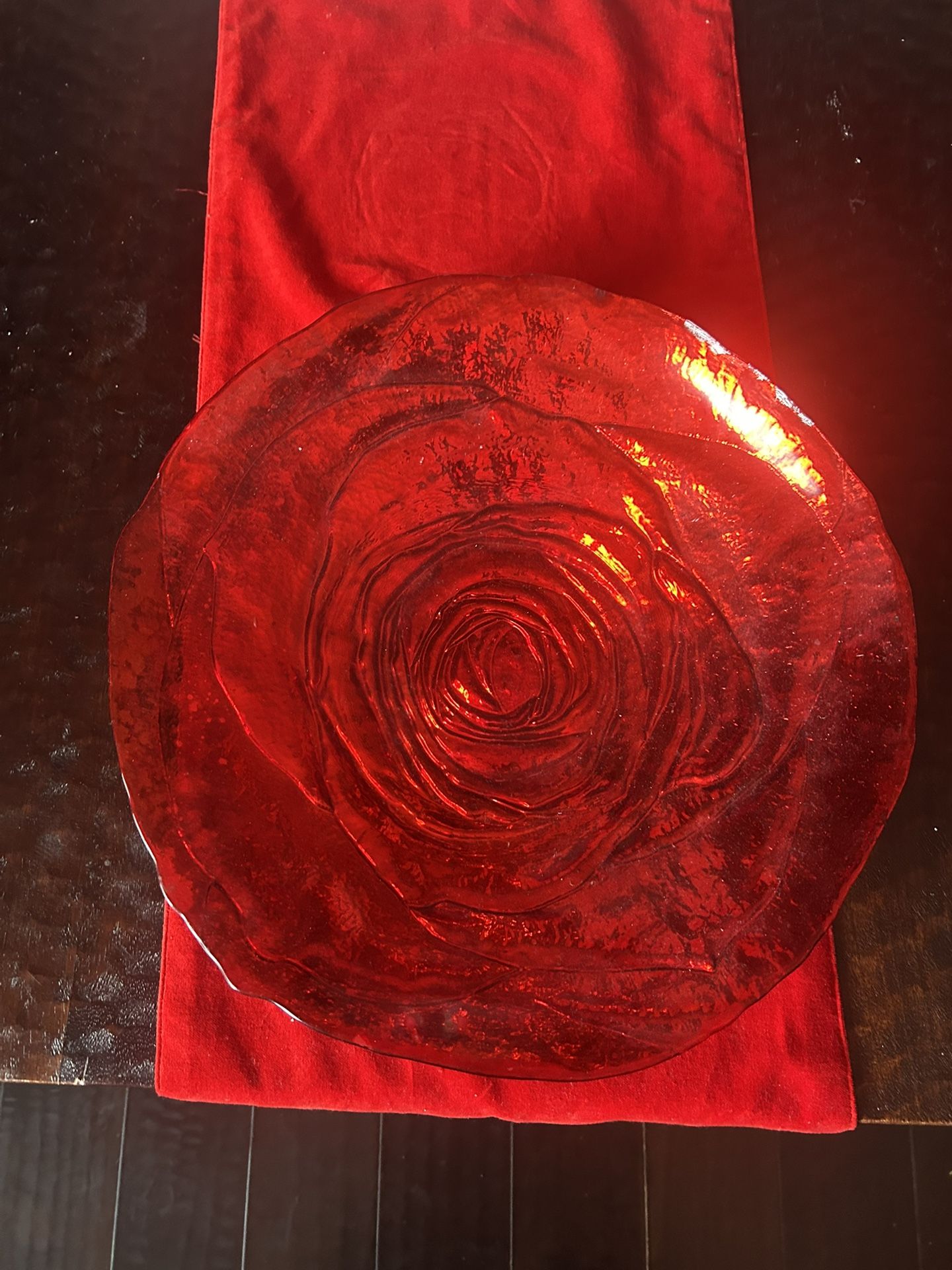 Red Rose Glass Bowl