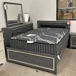 LODANNA GRAY LED PANEL BEDROOM SET