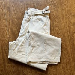 SO Women’s Cream 100% Cotton High Rise Wide leg Straight Trousers Junior Size 15