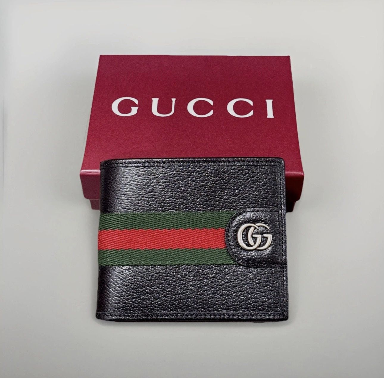 EMBOSS WITH INITIALS Ophidia bi-fold Gucci Black wallet