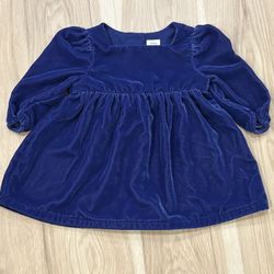 Blue Velvet Baby Gap Dress Size 3-6 Months with Button Down Back 