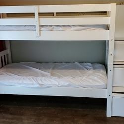 Convertible Bunk Bed with storage drawers and shelving