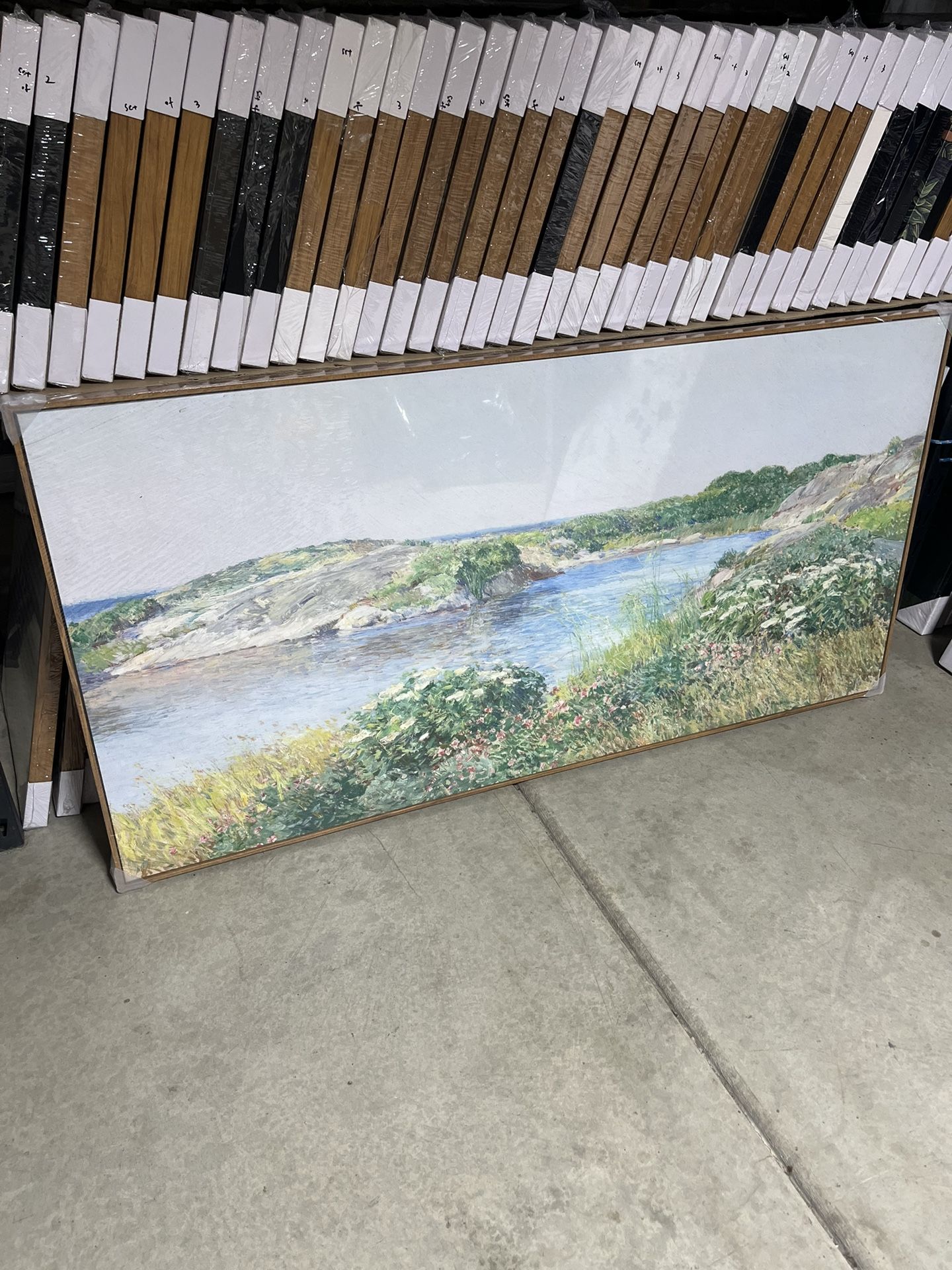 Large Framed River Landscape Wall Art – Peaceful Nature Scene