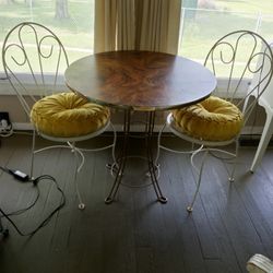 Cafe Table With Two Metal Bistro Chairs