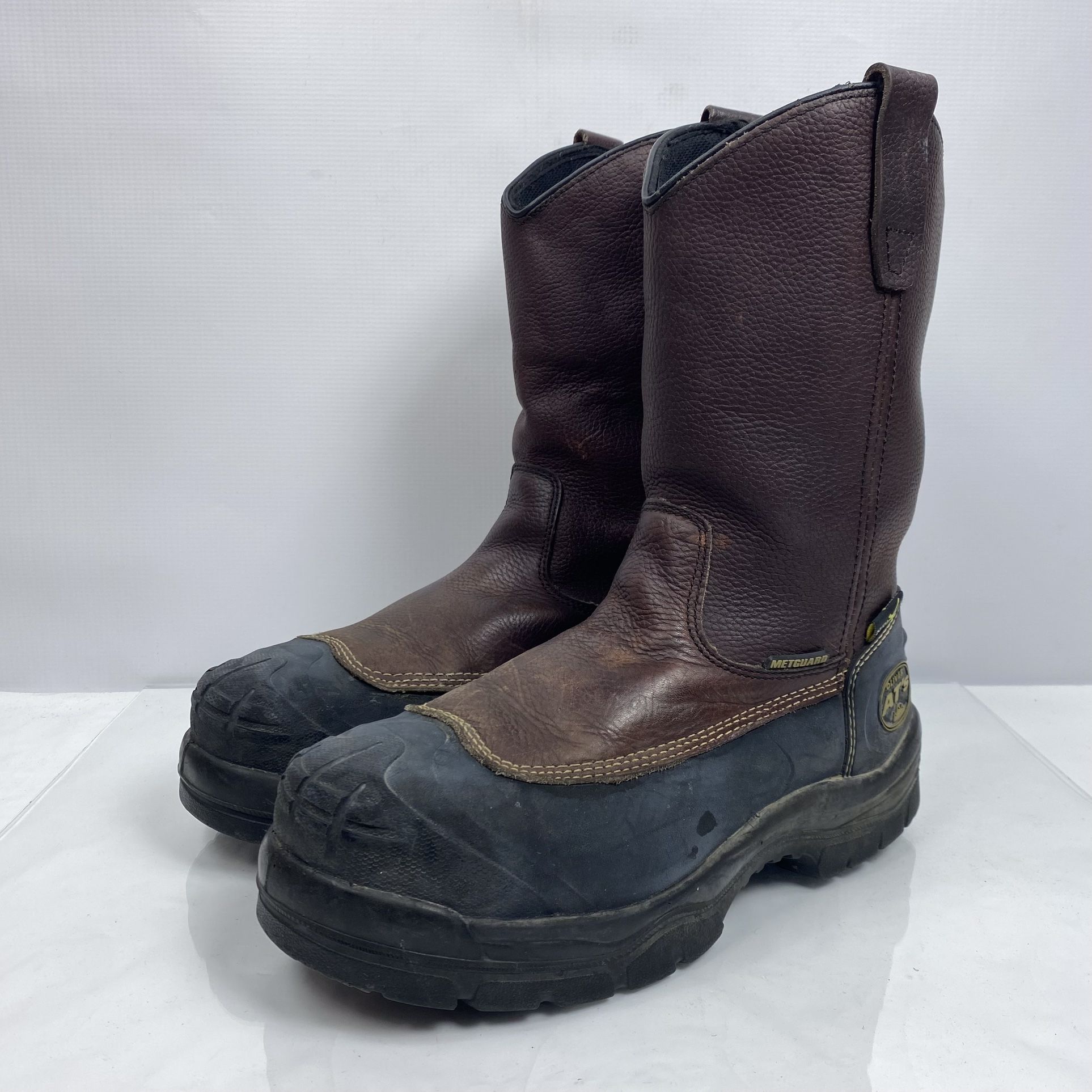 OLIVER LEATHER CHEMICAL RESISTANT STEEL TOE WORK BOOTS BROWN LEATHER UPPER MENS SIZE 9 GOOD CONDITION HENDERSON 89015