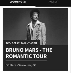 Selling Bruno Mars- The romantic tour  tickets