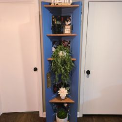 Custom Blue Corner Shelf Unit