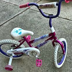 Girls Huffy Brand Bike With With Training Wheels 