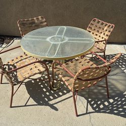 Vintage Brown Jordan Patio Dining Table And Chairs 