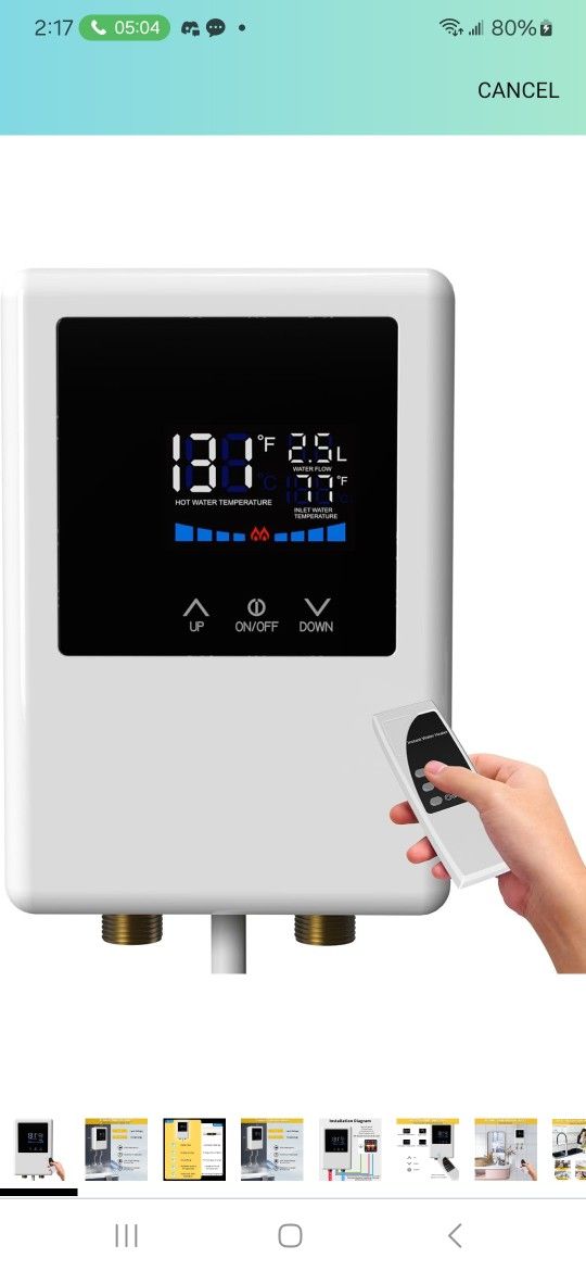 Tankless Water Heater Electric 110 V 5500W, Instant Hot Water Heater Under Sink, On Demand For Point Of Use for Bathroom and Faucet with Remote Contro