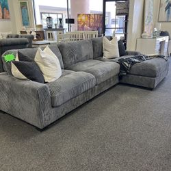 Gray Corduroy Sectional 