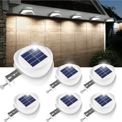 6 Pack Cool White Solar White Gutter Lights 9 Led Waterproof Patio/Fence Decor