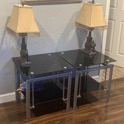 Corner Table Set With Lamps