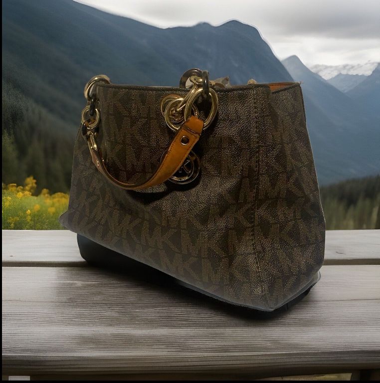 Michael Kors Cynthia Logo Medium Satchel Purse