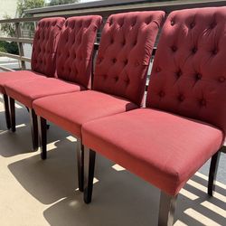 Set of 4 red dining room chairs