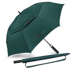 Golf Umbrella, 54 Inch Large Windproof Umbrella for Rain Vented Double Canopy, Fiberglass Frame, 210T Pongee Fabric, One Button Auto Open, Wind Resist