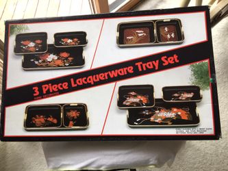 3 piece lacquerware tray set - made in Japan