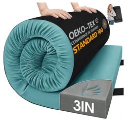 Memory Foam Camping Mattress Pad,Sleeping Pad for Camping,Non-Slip Bottom Floor Car Mattress Bed with Retaining Portable Roll up Mattress Pad Mat for