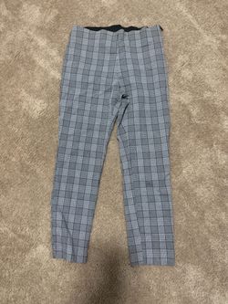 Gray Plaid Slim Dress Pants
