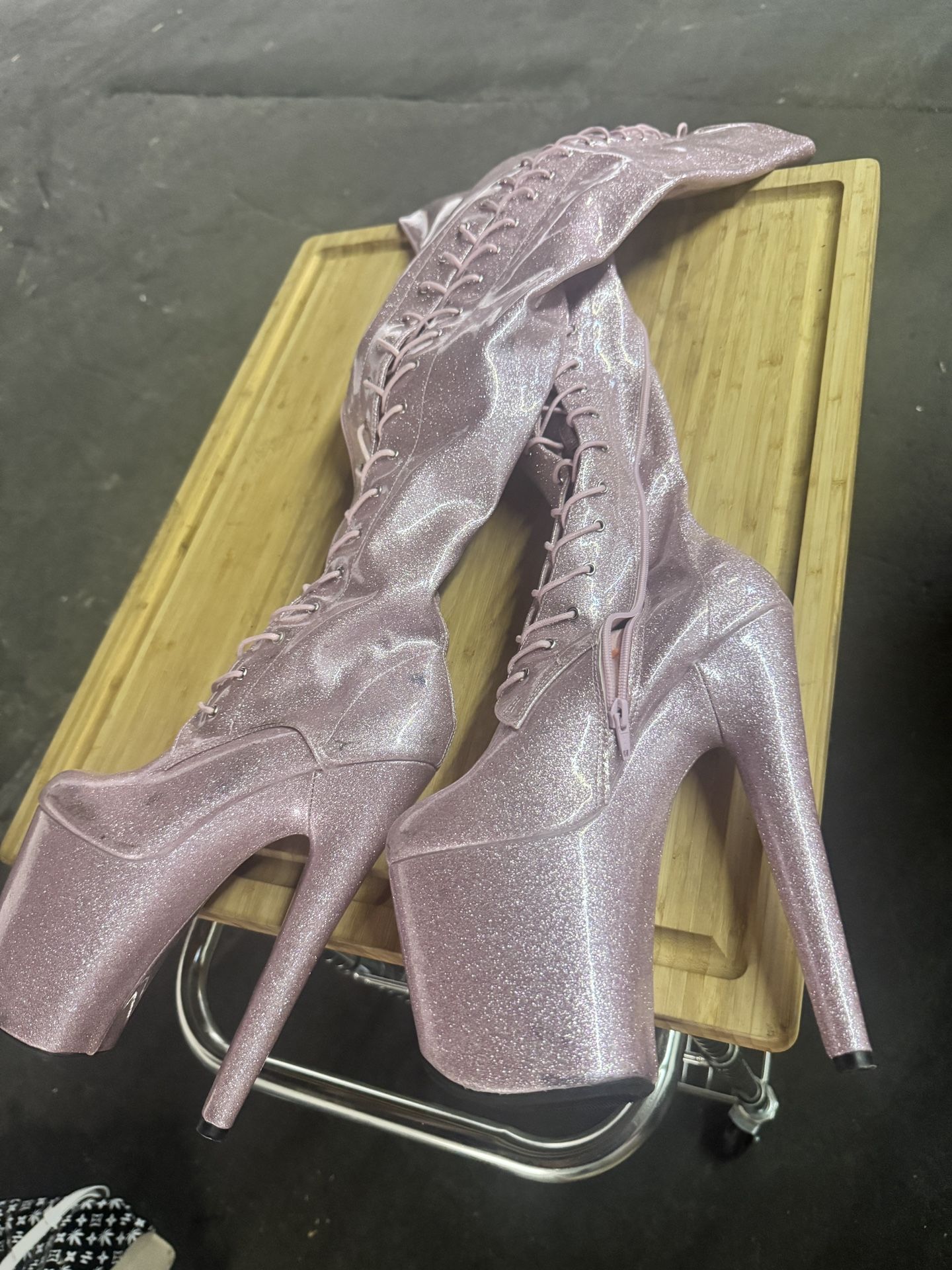 Hella Heels Thigh High Glitterali Stripper Heels