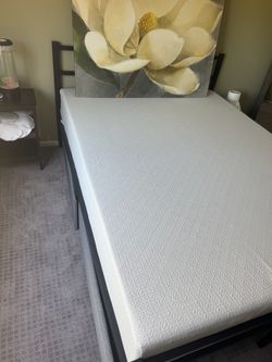 Queen mattress,  and queen headboard frame