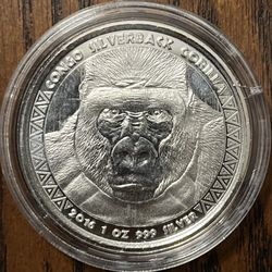 1 Oz Silver 2016 Silverback Gorilla .999 Fine Silver