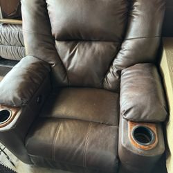 Brown Electric Recliner Leather Chair 