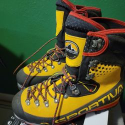 La Sportiva Nepal Cube GTX Mountaineering Boots And Black Diamond Crampons