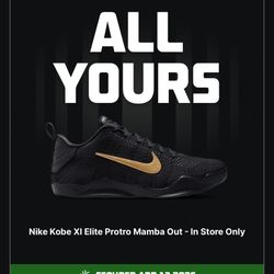 Kobe 11 Mamba Out Fade To Black Size 6.5