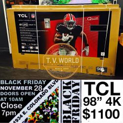 98 INCH TCL QLED Q CLASS SMART 4k TVs Ai Thin Q BKACK Friday Tv Sale X Box Ps5 