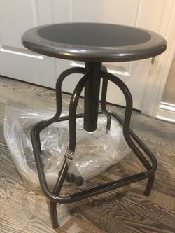 NEW- Diesel stool, adjustable from 22”-27” - Metal with leather seat