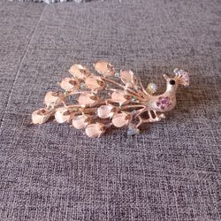 STUNNING VINTAGE ESTATE AB RHINESTONE LARGE PEACOCK BIRD 5" HAIR CLIP