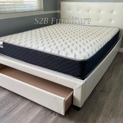 Full White Tufted Bed With Ortho Matres!
