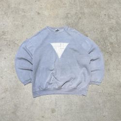 Blue Guess crewneck sweatshirt with white embroidered logo streetwear L