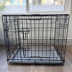 24-Inch Dog Crate with Doors for Front and Side Access - Collapsible Dog Crate with Divider Wall Panel for Small Dogs by PETMAKER (Black)