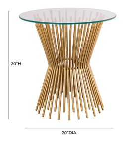 Grace Glass Round Side Table - Elegant Hourglass Design, Clear Top & Satin Gold Base for Modern Spaces