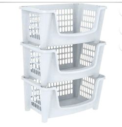 $5 Each White Stacking Bins Storage Laundry Clothes Food Toys