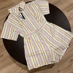 LA LUNE vintage mixed stripe Women’s 2 piece Set