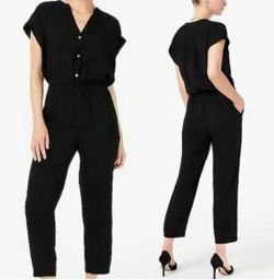 Women’s J. Crew Factory Black V-Neck Cuffed Sleeve Jumpsuit