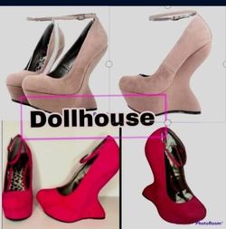 DOLLHOUSE Fashion Close Toe Platform Pump Wedge Womens 6” Funky Heels