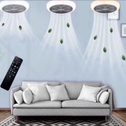 Ceiling Fan with Lights Low Profile Modern Small Ceiling Fans with LED Lights and Remote Control for Bedroom, Wihte Flush Mount Enclosed Ceiling Light